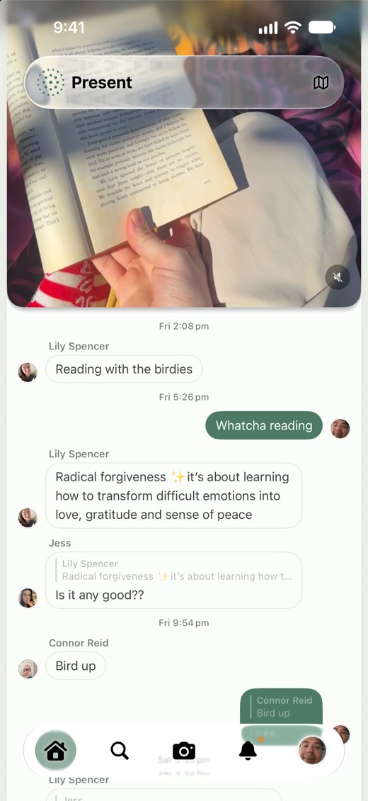 A video of someone reading a book, with friends asking about it underneath
