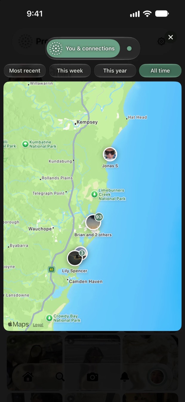 The Present map showing verified posts pinned along the Mid North Coast of New South Wales