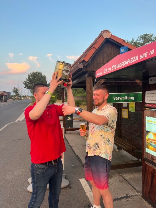Feed post of a trophy toast at a trailhead
